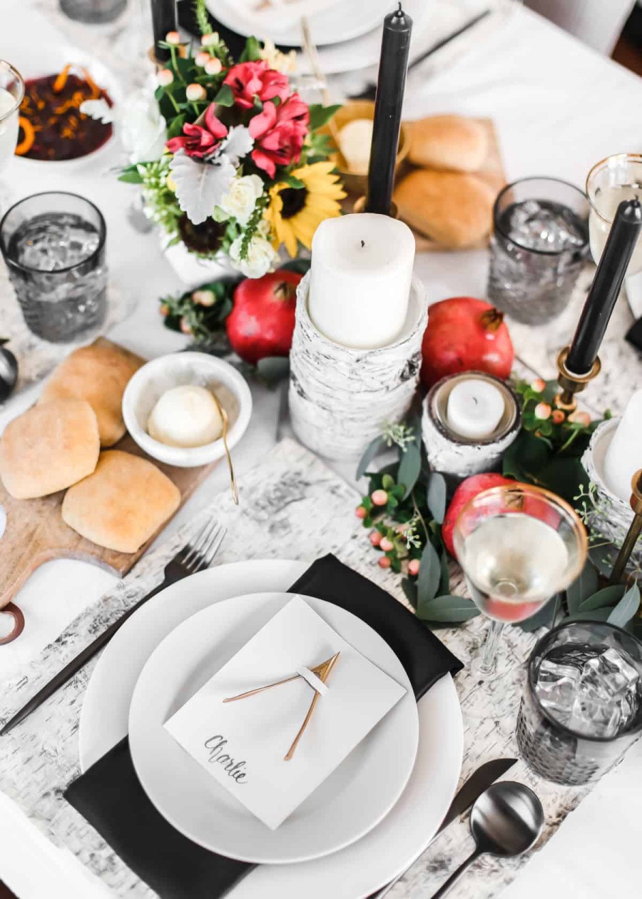 Black & White Thanksgiving Tablescape - Celebrations at Home