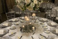 Elegant white and silver table setting  Table arrangements